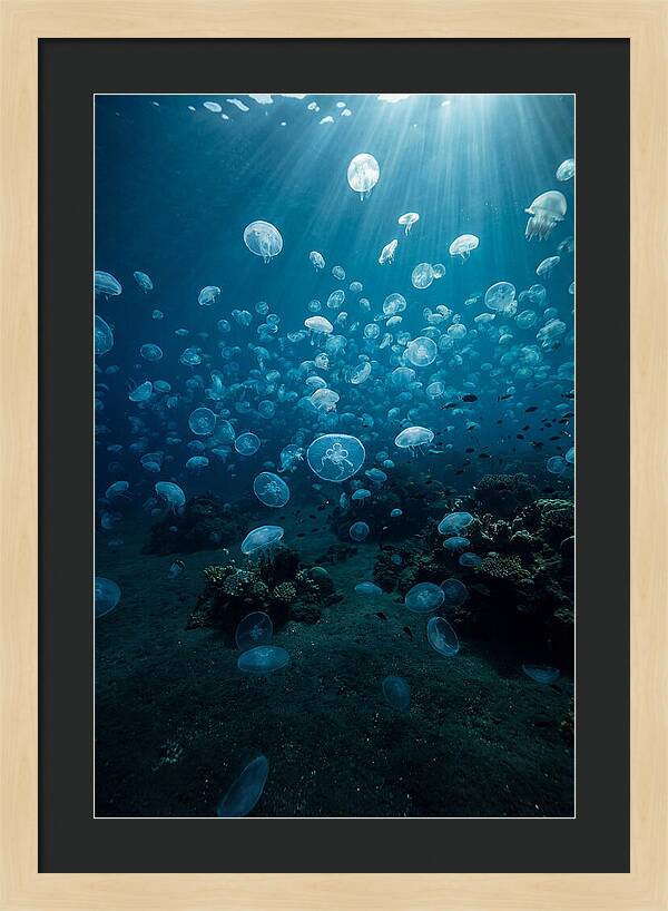 Jellyfish Bloom Underwater