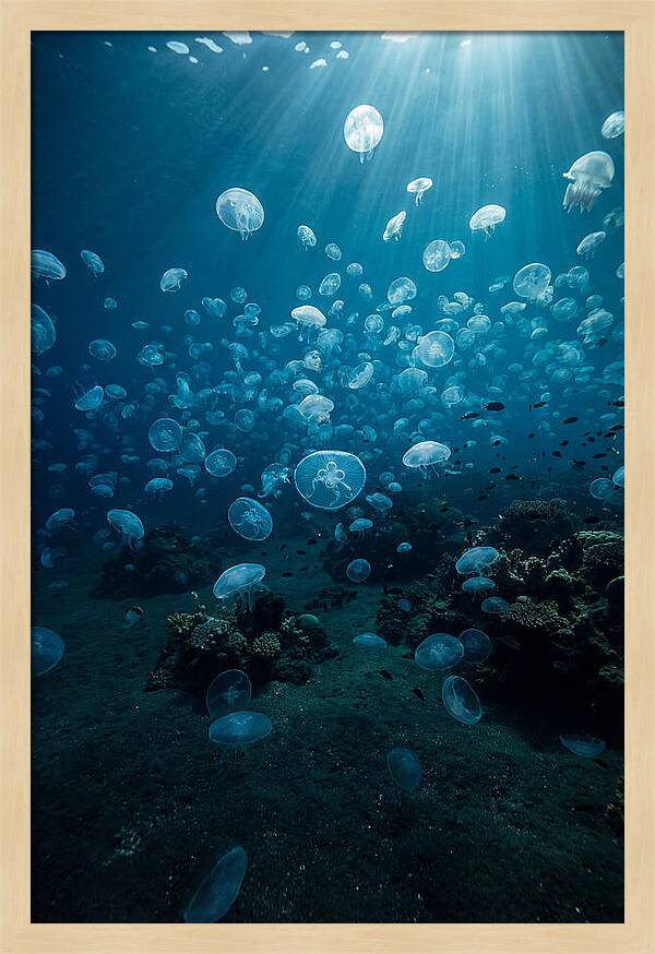 Jellyfish Bloom Underwater