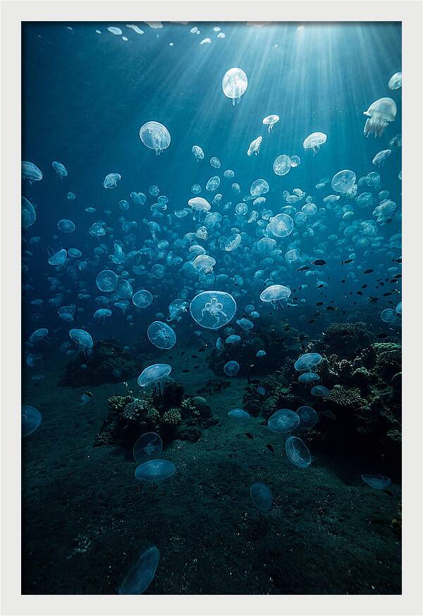 Jellyfish Bloom Underwater