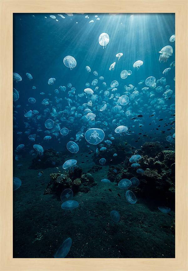 Jellyfish Bloom Underwater