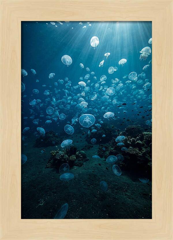 Jellyfish Bloom Underwater