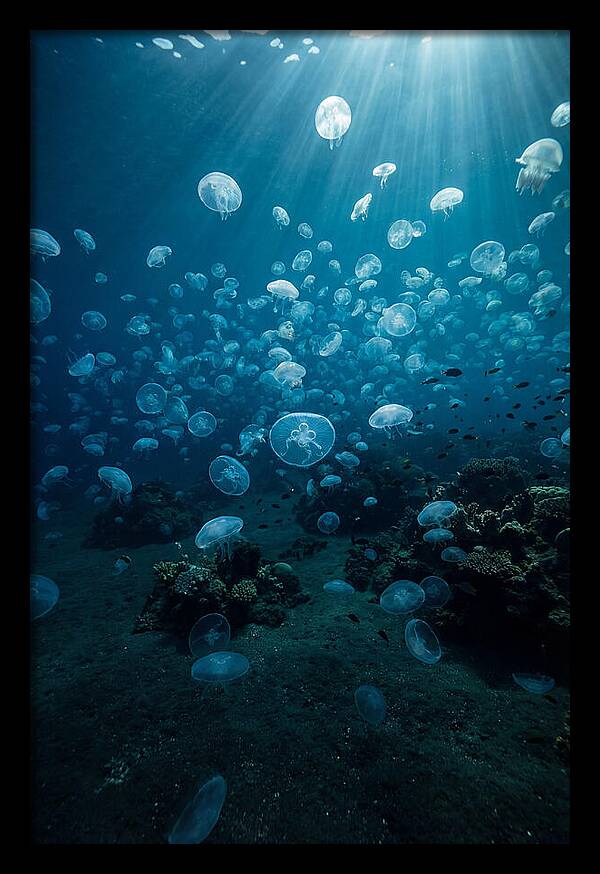 Jellyfish Bloom Underwater