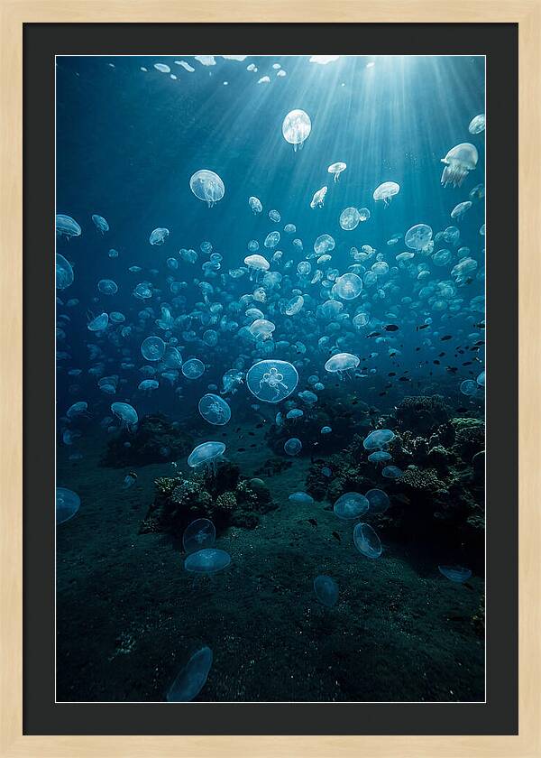 Jellyfish Bloom Underwater