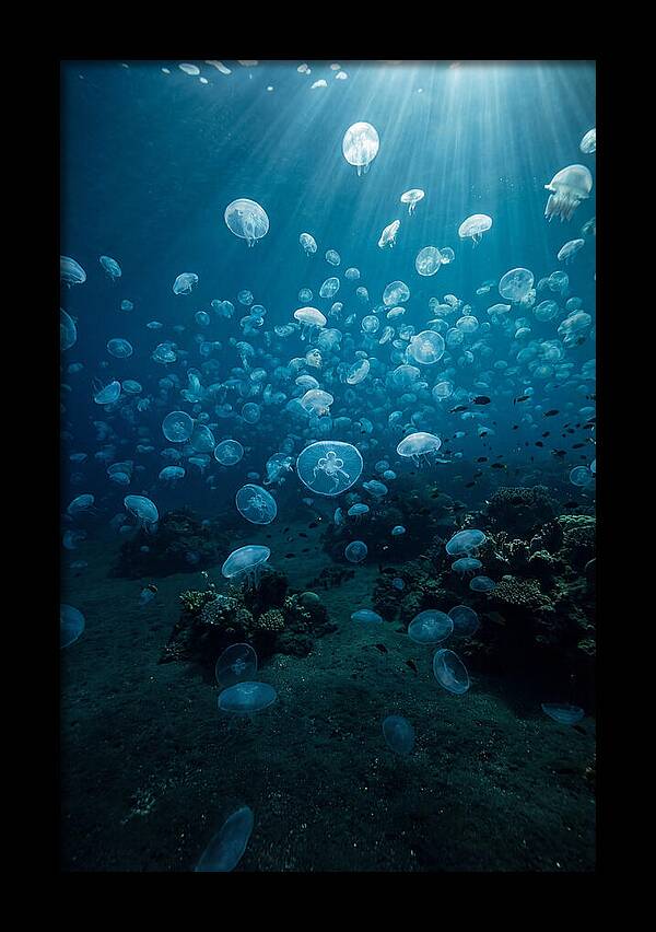 Jellyfish Bloom Underwater