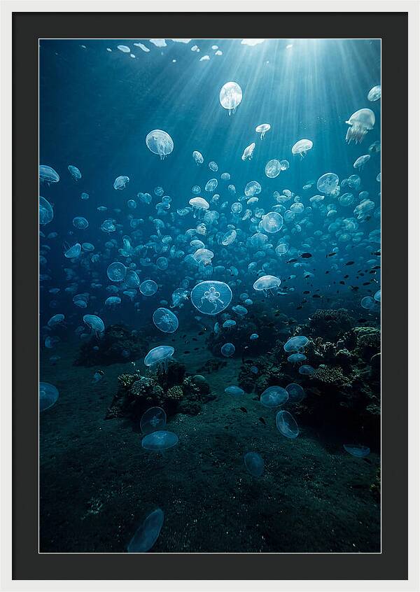 Jellyfish Bloom Underwater