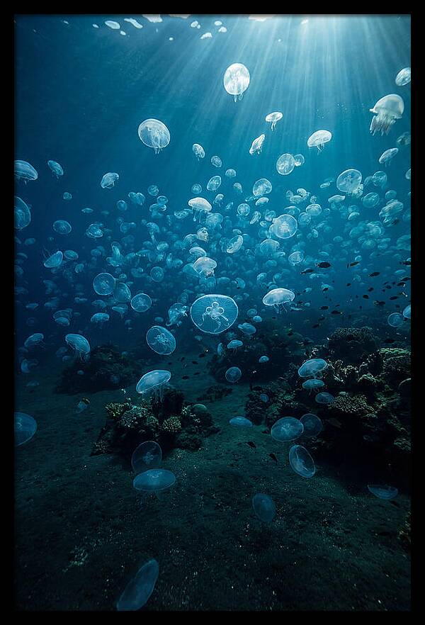 Jellyfish Bloom Underwater
