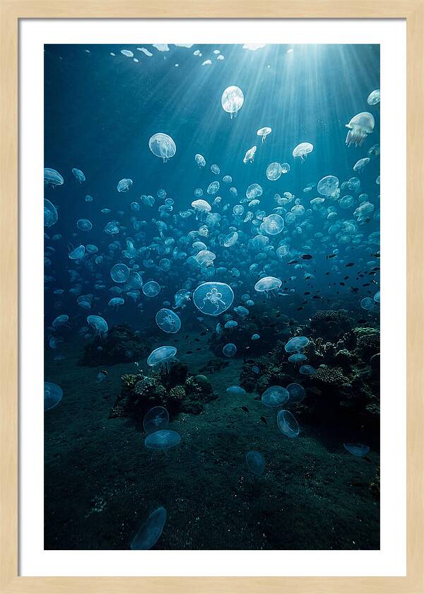 Jellyfish Bloom Underwater
