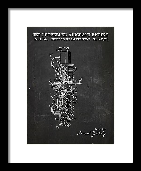 Jet Propeller Aircraft Engine Chalkboard Patent Us2490623