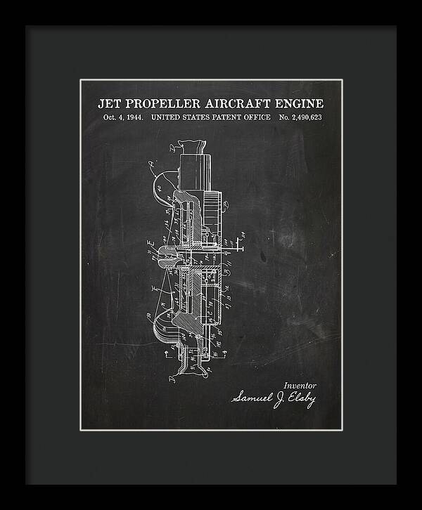 Jet Propeller Aircraft Engine Chalkboard Patent Us2490623