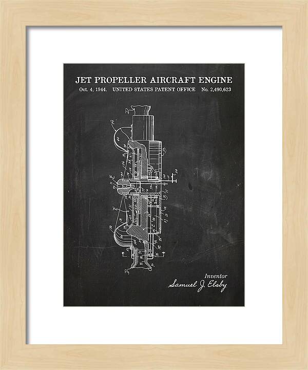 Jet Propeller Aircraft Engine Chalkboard Patent Us2490623