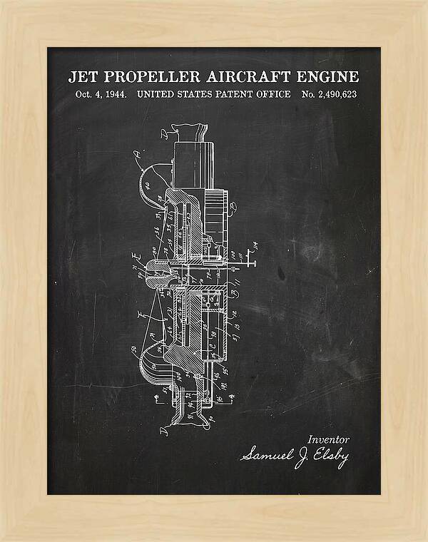 Jet Propeller Aircraft Engine Chalkboard Patent Us2490623