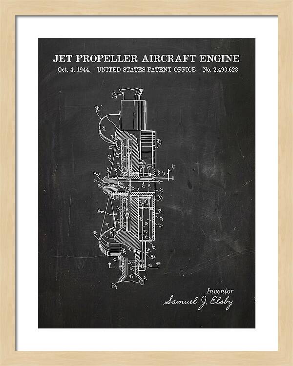 Jet Propeller Aircraft Engine Chalkboard Patent Us2490623