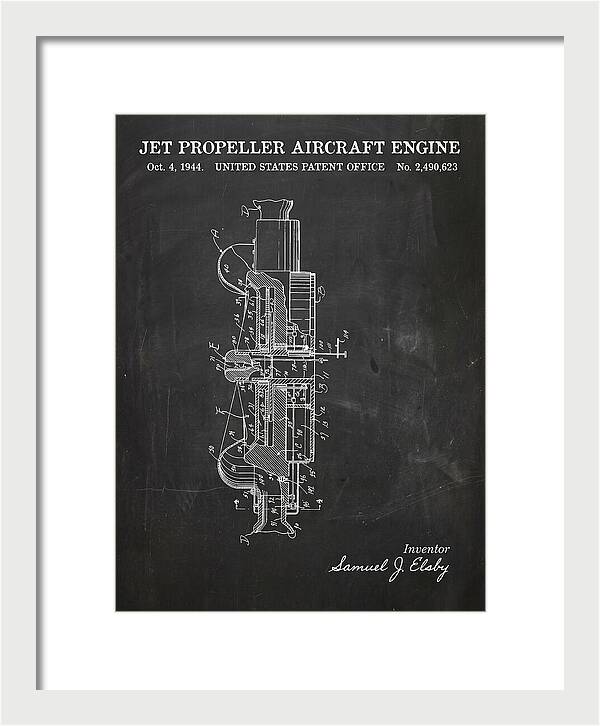 Jet Propeller Aircraft Engine Chalkboard Patent Us2490623