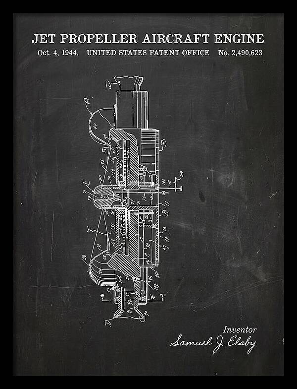 Jet Propeller Aircraft Engine Chalkboard Patent Us2490623