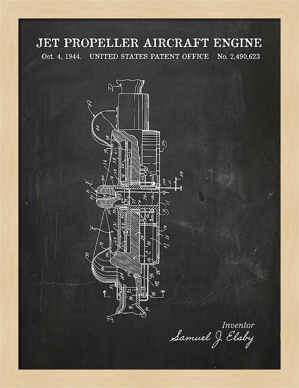Jet Propeller Aircraft Engine Chalkboard Patent Us2490623