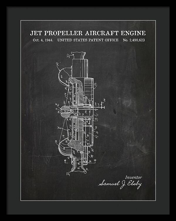 Jet Propeller Aircraft Engine Chalkboard Patent Us2490623