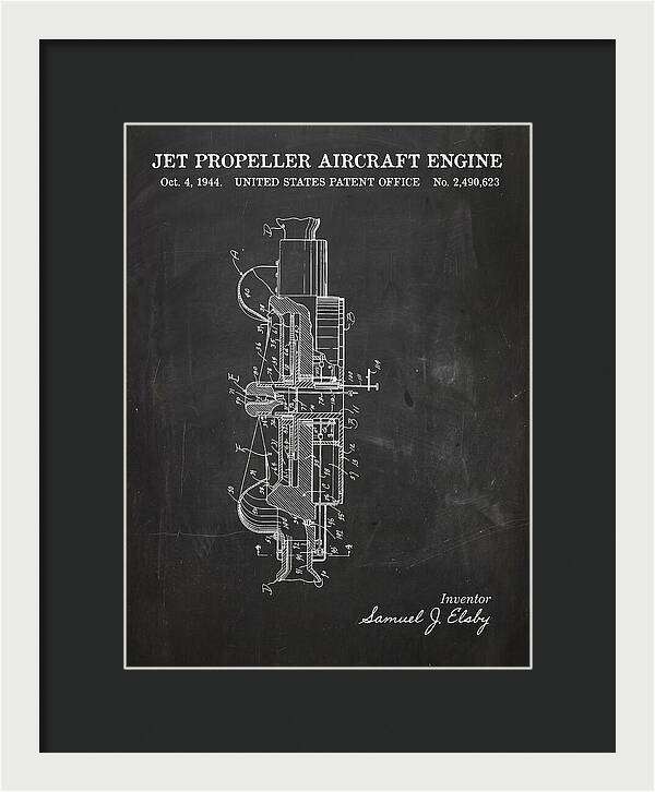 Jet Propeller Aircraft Engine Chalkboard Patent Us2490623
