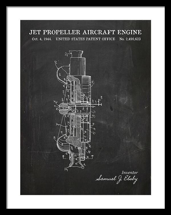 Jet Propeller Aircraft Engine Chalkboard Patent Us2490623