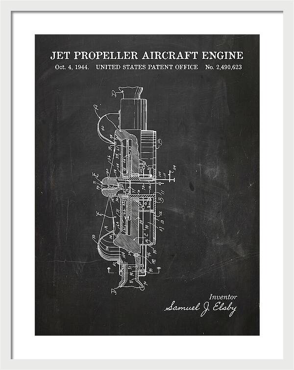Jet Propeller Aircraft Engine Chalkboard Patent Us2490623