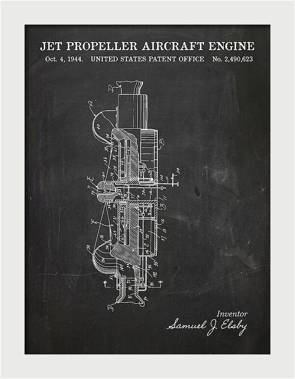Jet Propeller Aircraft Engine Chalkboard Patent Us2490623