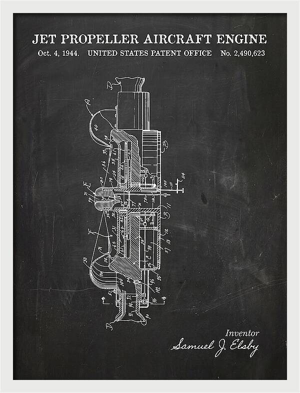 Jet Propeller Aircraft Engine Chalkboard Patent Us2490623