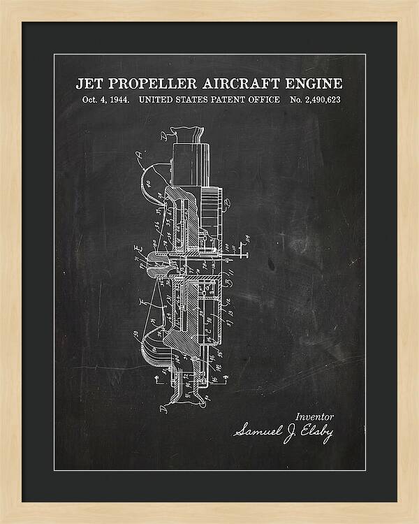 Jet Propeller Aircraft Engine Chalkboard Patent Us2490623