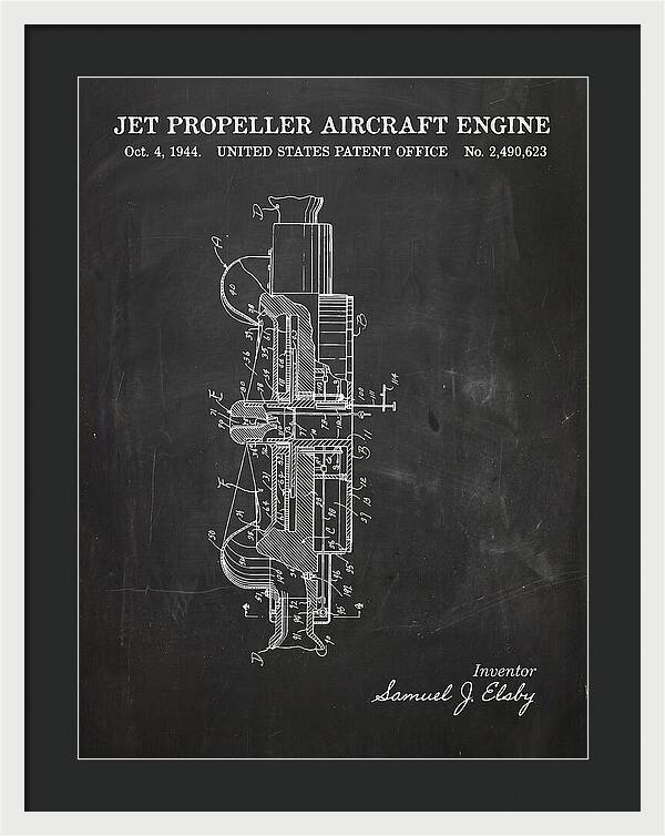 Jet Propeller Aircraft Engine Chalkboard Patent Us2490623