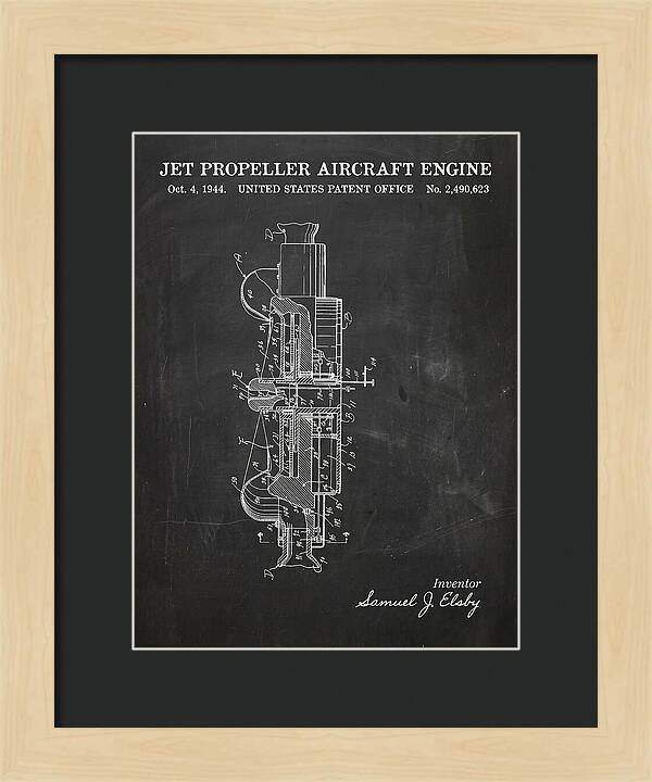 Jet Propeller Aircraft Engine Chalkboard Patent Us2490623