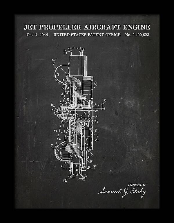 Jet Propeller Aircraft Engine Chalkboard Patent Us2490623