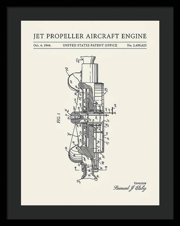 Jet Propeller Aircraft Engine Minimalist Patent Us2490623