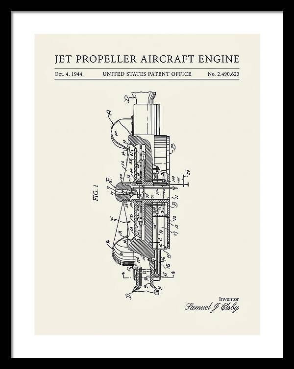 Jet Propeller Aircraft Engine Minimalist Patent Us2490623