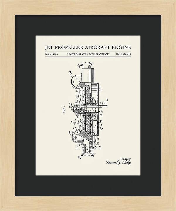 Jet Propeller Aircraft Engine Minimalist Patent Us2490623