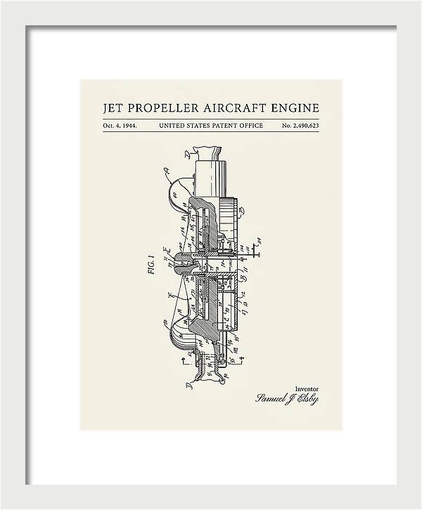Jet Propeller Aircraft Engine Minimalist Patent Us2490623