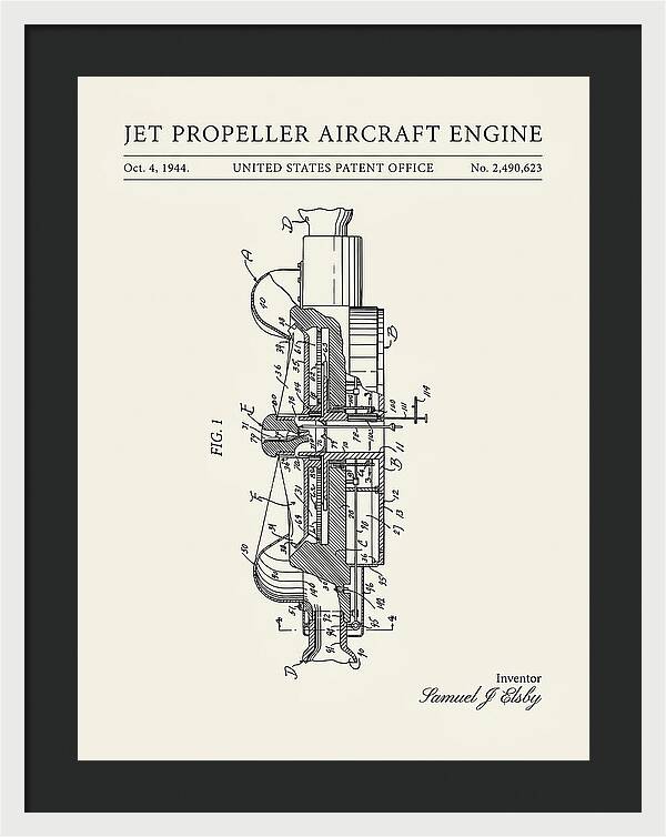 Jet Propeller Aircraft Engine Minimalist Patent Us2490623