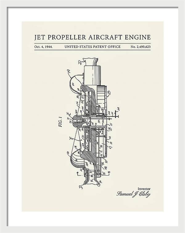Jet Propeller Aircraft Engine Minimalist Patent Us2490623