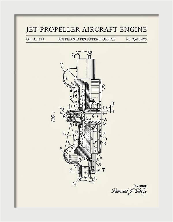 Jet Propeller Aircraft Engine Minimalist Patent Us2490623