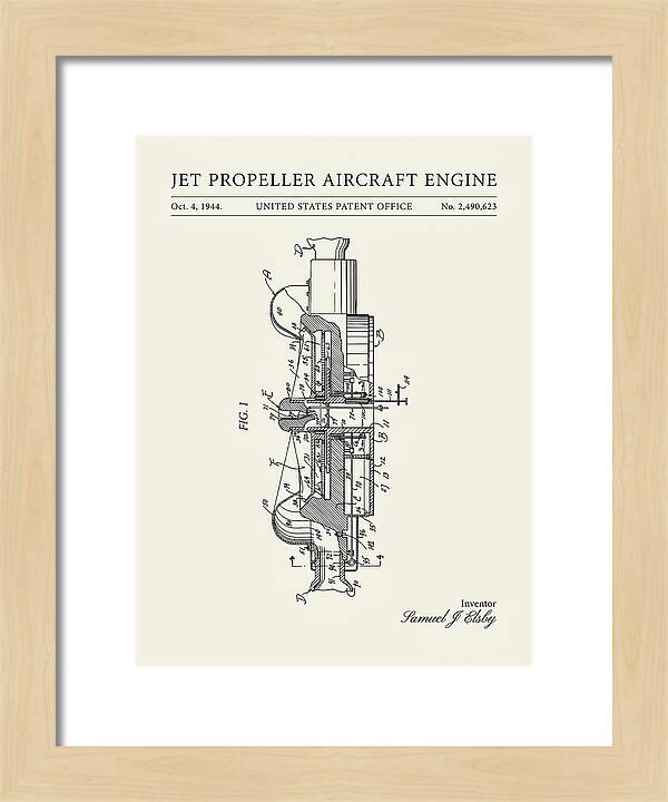 Jet Propeller Aircraft Engine Minimalist Patent Us2490623