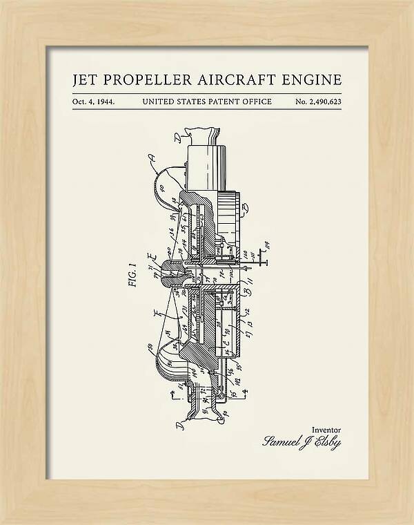 Jet Propeller Aircraft Engine Minimalist Patent Us2490623