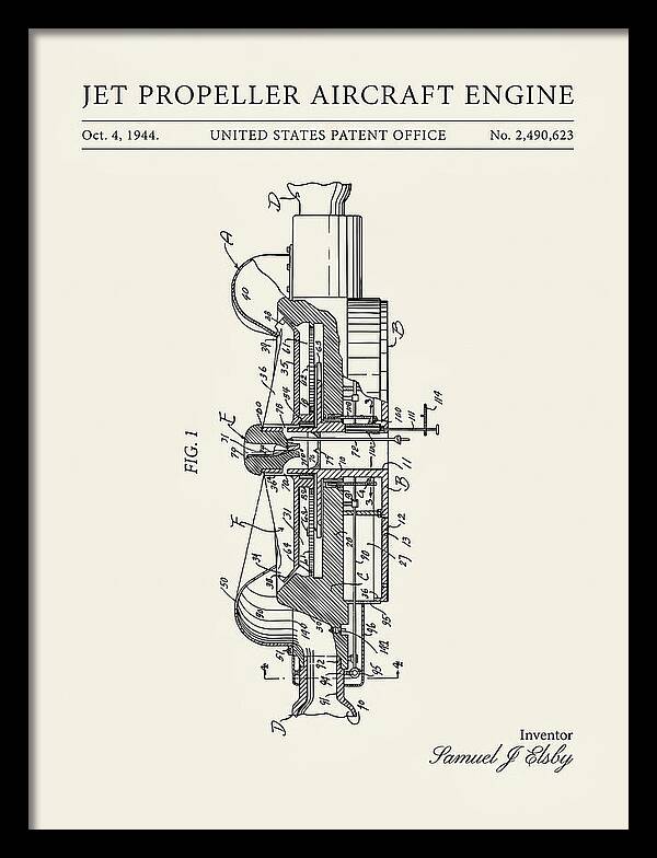Jet Propeller Aircraft Engine Minimalist Patent Us2490623