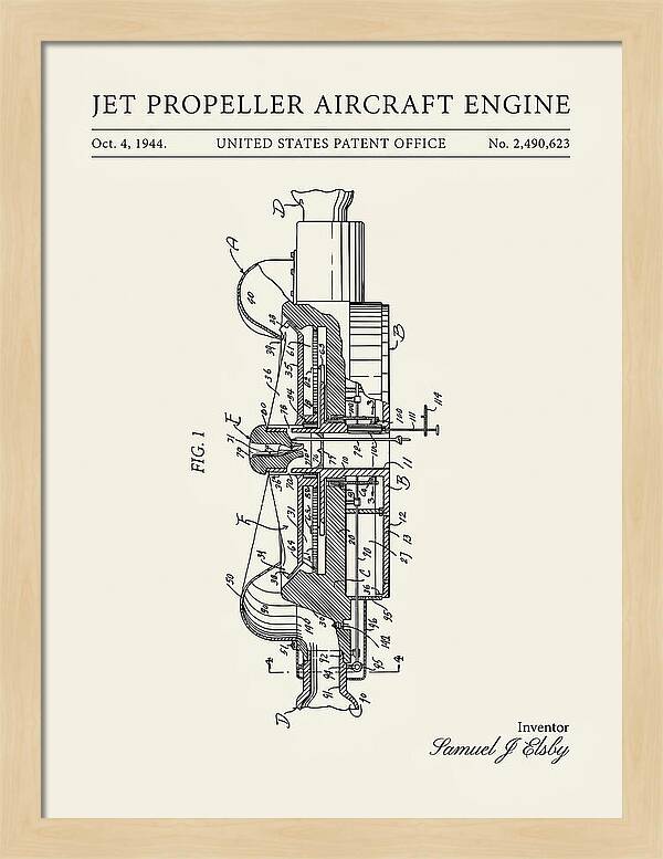 Jet Propeller Aircraft Engine Minimalist Patent Us2490623