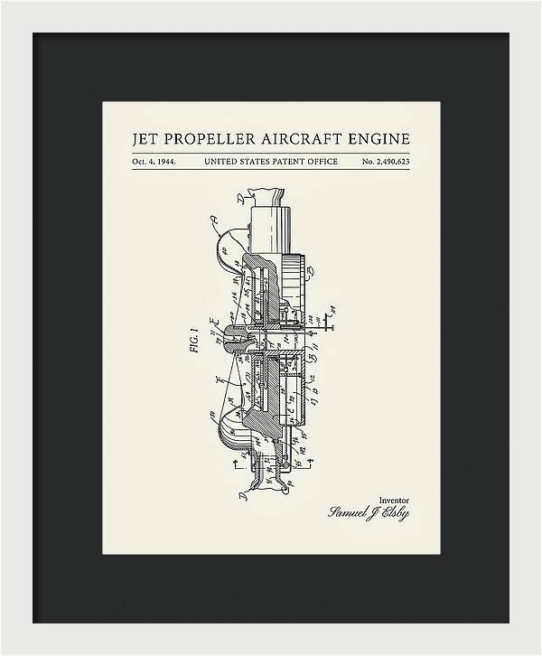 Jet Propeller Aircraft Engine Minimalist Patent Us2490623