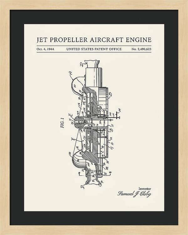 Jet Propeller Aircraft Engine Minimalist Patent Us2490623