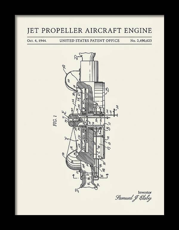 Jet Propeller Aircraft Engine Minimalist Patent Us2490623