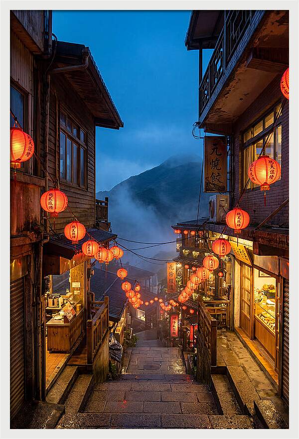 Jiufen Old Street At Dusk