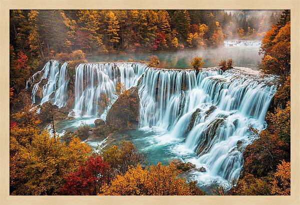 Jiuzhaigou Nuorilang Falls In Autumn