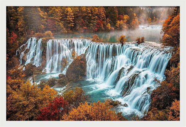 Jiuzhaigou Nuorilang Falls In Autumn