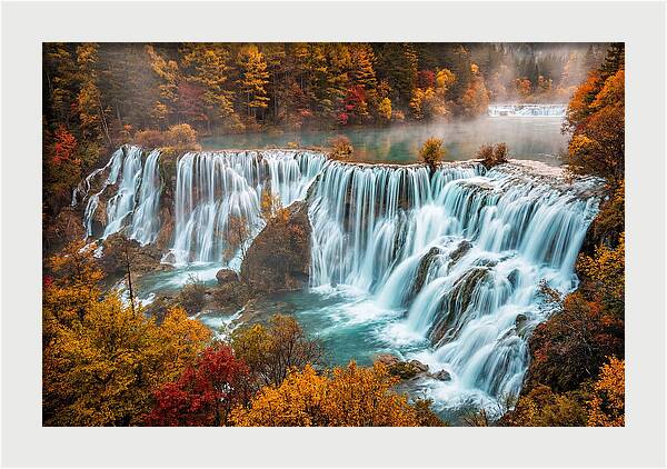 Jiuzhaigou Nuorilang Falls In Autumn
