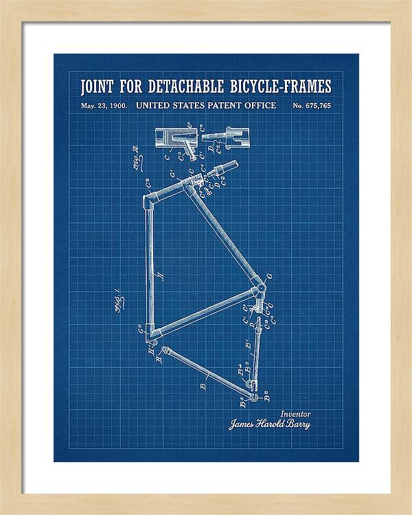 Joint For Detachable Bicycle Frames Blueprint Patent Us675765a