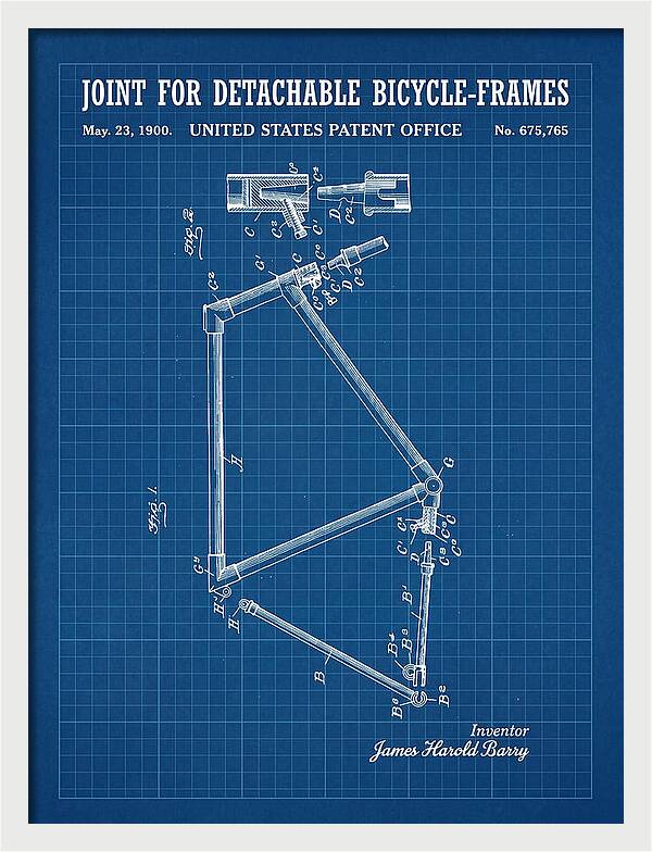 Joint For Detachable Bicycle Frames Blueprint Patent Us675765a