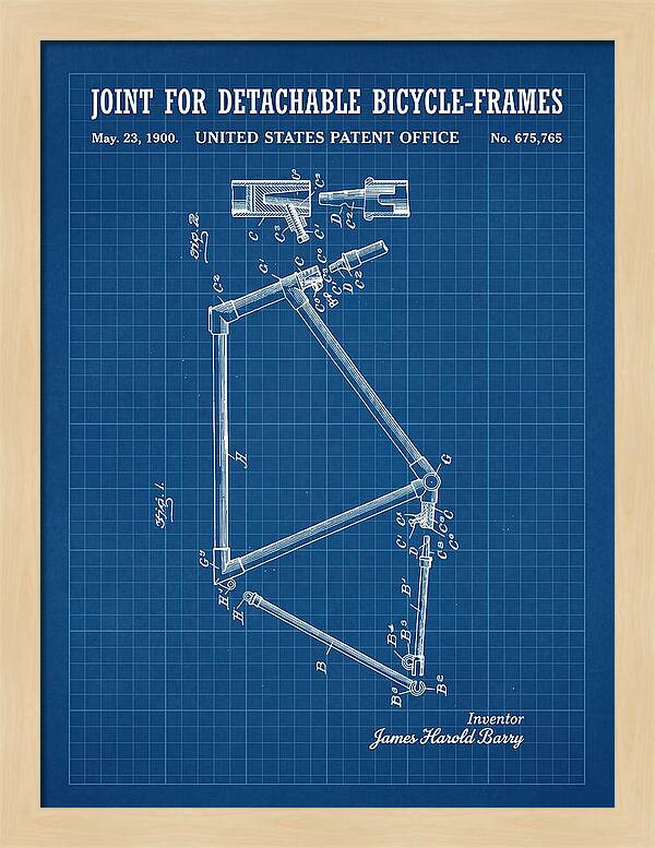 Joint For Detachable Bicycle Frames Blueprint Patent Us675765a
